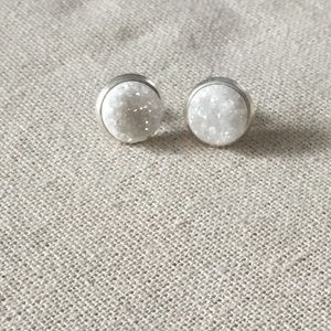 White druzy studs